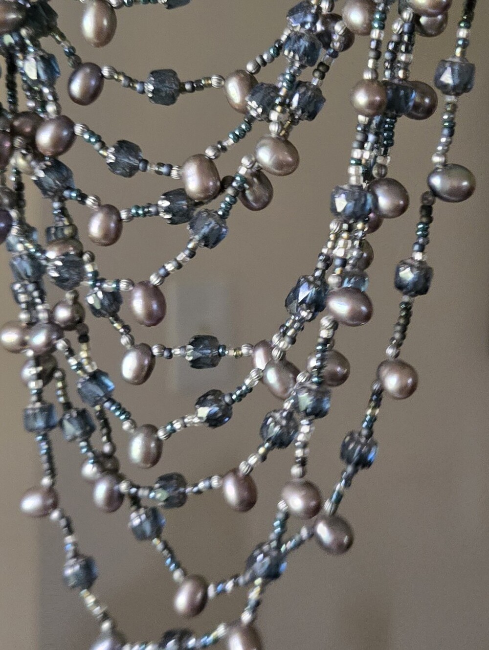 Artisan Multi Strand Freshwater Pearl Statement Necklace Boho Estate Art - Picture 13 of 16